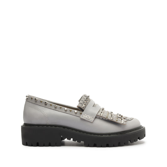 Christie Fringes Leather Flat Flats PRE FALL 23 5 Gray Atanado & Suede Leather - Schutz Shoes