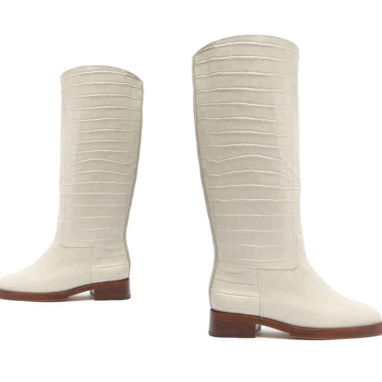 Terrance Up Leather Boot Cream