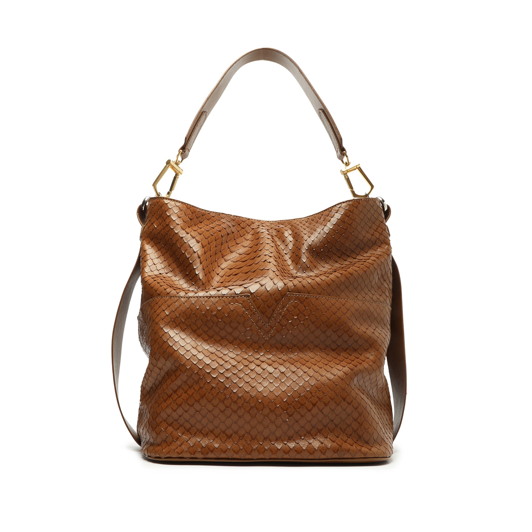 Mandy Snake-Embossed Leather Hobo Bag Handbags OLD    - Schutz Shoes