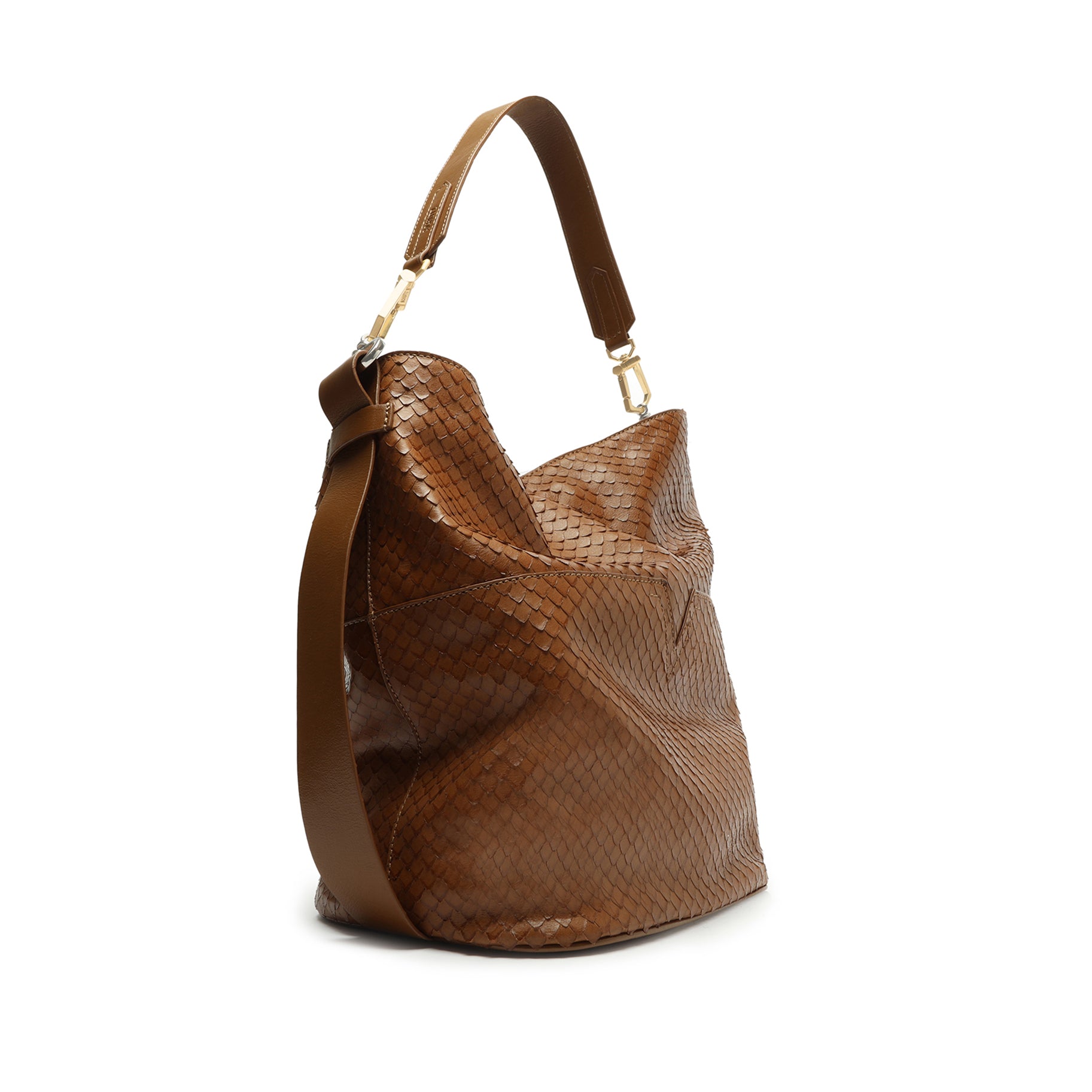 Mandy Snake-Embossed Leather Hobo Bag Handbags OLD    - Schutz Shoes