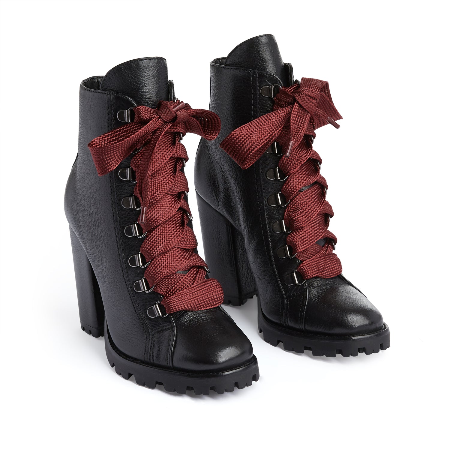 Black Combat Boots Woman Leather Rocker Boots with Fur shoes Military lace  up | eBay