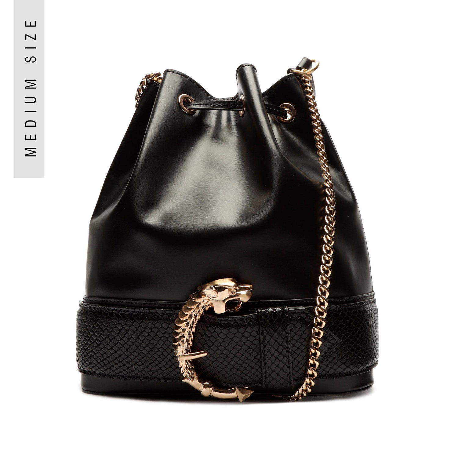 Bucket Fierce Handbag Handbags Sale M Black Snake-Embossed Leather - Schutz Shoes