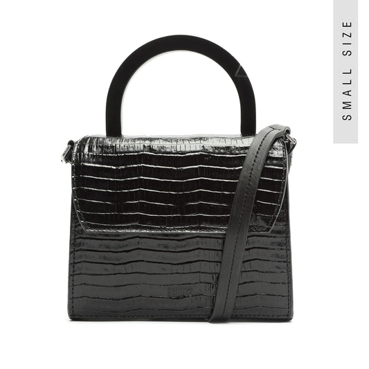 Kim Crocodile-Embossed Leather Top-Handle Crossbody Handbags OLD O/S Black Crocodile Embossed Leather - Schutz Shoes