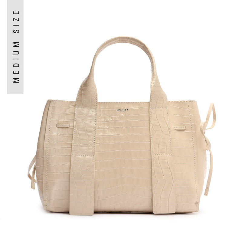 Maxxi Mini Shopping Tote Handbags Fall 21 M Eggshell Crocodile-Embossed Leather - Schutz Shoes