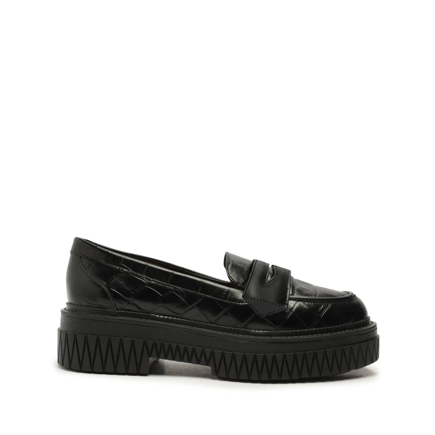 Viola Crocodile-Embossed Leather Flat Flats Fall 22 5 Black Crocodile-Embossed Leather - Schutz Shoes